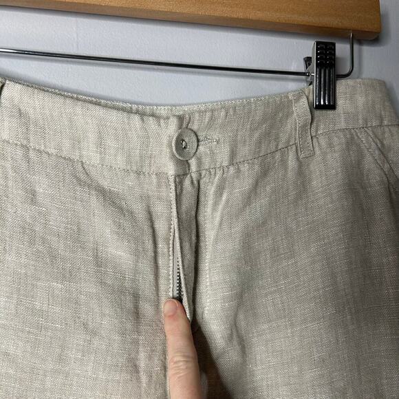 NWT Garnet Hill Classic Linen Trouser Pants Women’s 4P Sand Natural Tan Beachy - Picture 9 of 10